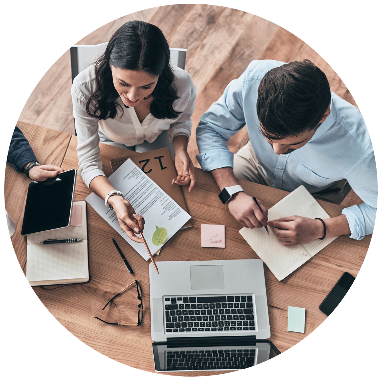 Top View Of Modern Colleagues Working In The Office